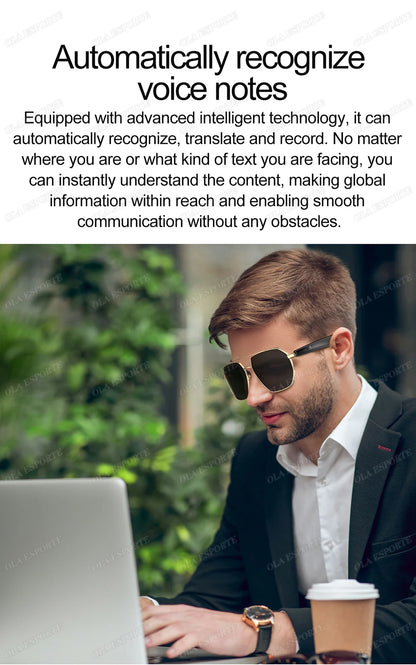 AI Smart Glasses with ChatGPT4.0 Instant Translation 164 Languages Bluetooth Calls IP67 Waterproof HD Camera for Travel Business