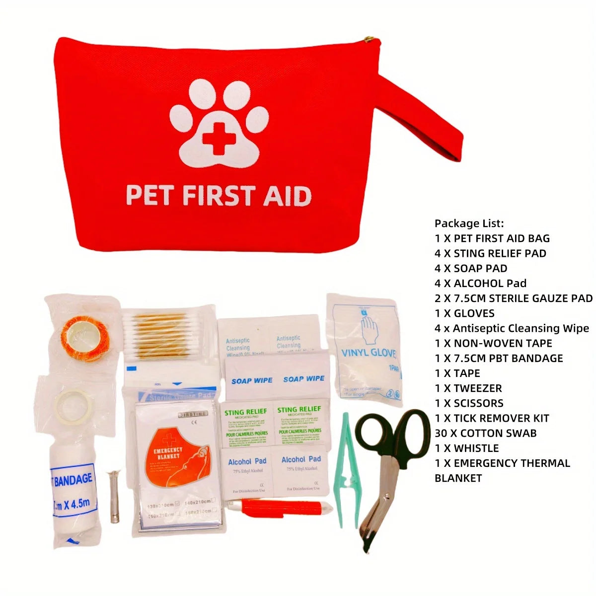 Pet Emergency Kit Dog Cat Travel Kit for Waterproof Resistant High Visibility Reflective First Aid Pouch Dog Camping Essentials