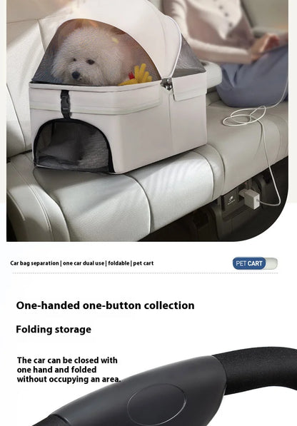 Detachable Pet Stroller Frame Basket With Feeding Tray One Click Fold System Lightweight Portable For Cats Dogs Pet Carrier