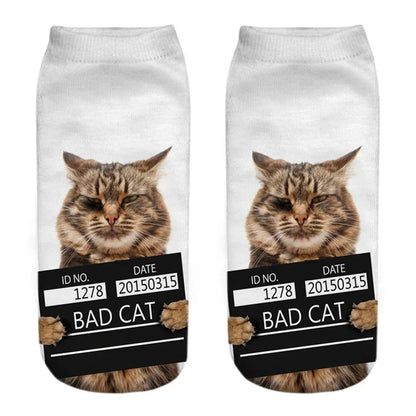 New 3D Print Funny Cute Cartoon Kitten Unisex Creative Colorful Multiple Cat Face Happy Low Ankle Socks For Women Dropship