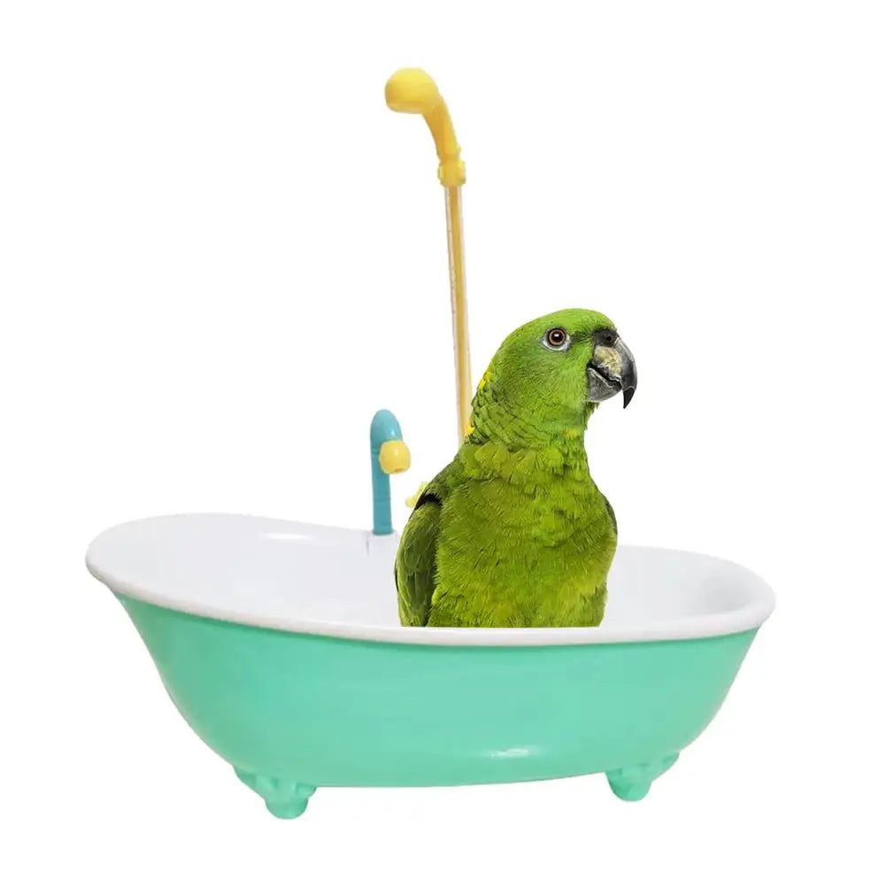 Parrot Automatic IntelligentBath Bird Shower Bathtub Supplies Blue Cute Plastic Cage AccessoriesHousehold Accessory Bird Bath