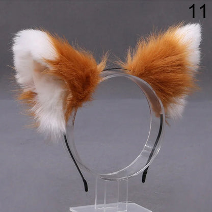Fox Cat Ear Plush Hair Hoops Cosplay Fluffy Plush Hairband Headband Women Girl Masquerade Party Headwear Hair Accessories