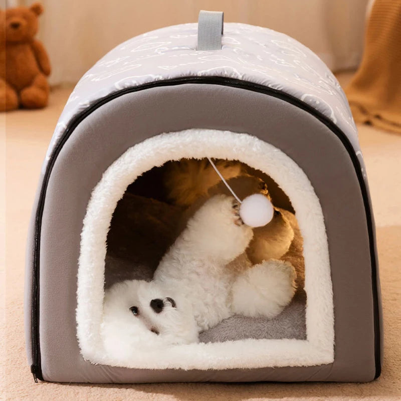 Warm Dog House Detachable Pet Sleeping Bed for Small Medium Dogs Cats Soft Non-slip Dog Kennel Puppy Kitten Nest Pet Supplies