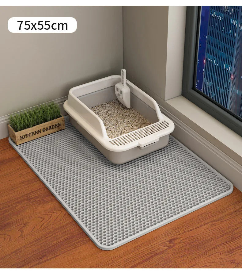 90X60CM Cat Litter Mat Waterproof Double Layer Pet Litter Box Mat Pet Toilet Cat Mat Nonslip Sand Cat Washable Mat Pet Clean