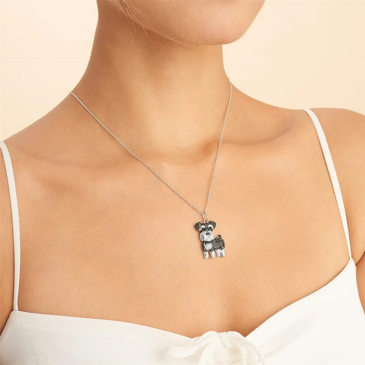 Exquisite and Cute Schnauzer Dog Pendant Necklace for Women Elegant Pet Puppy Jewelry Animal Accessories