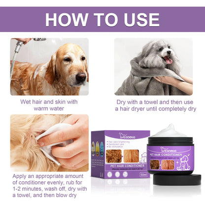 Pet Hair Care Essence Cat Hair Softening Moisturizing Dog Coat Conditioner Itch Relief Deodorizer Anti Flea Dog Hair Care Cream