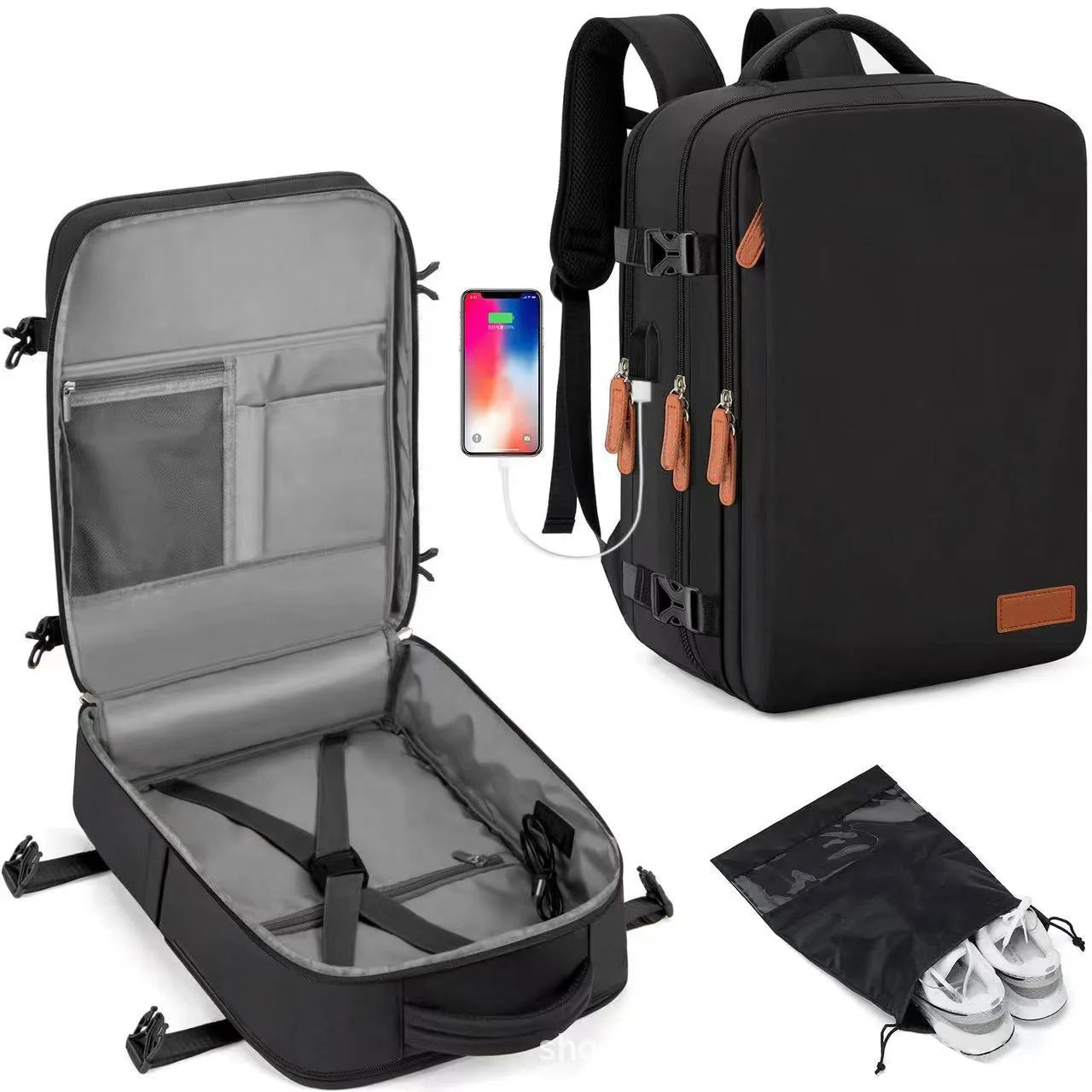 Travel Backpack 40x20x30 Cabin Plane Waterproof Expandable Weekender Laptop With USB Port Ryanair Carry-On Women Men Backpack