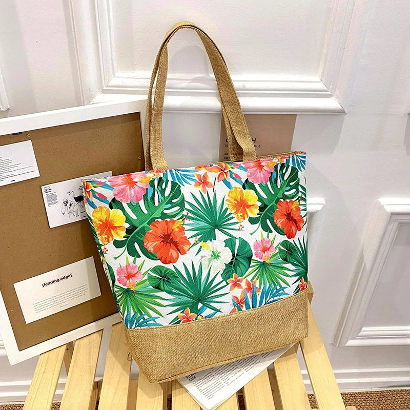 Women Handbag Floral Printed Beach Shopping Large Capacity Tote Bag Fashion Casua High Capacity Travel Ladies Shoulder Bag New