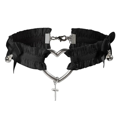 Gothic Lace Garter Belt Heart Bowknot Black White Elastic Choker Strap Cosplay Bondage Lingerie Harness Cross Lolita Leg Garters