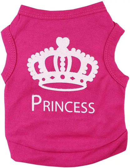 Princess Crown Dog Shirts Vest, Puppy Summer Dog Clothes for Small Dogs, Puppy Cat T Shirt Pet Apparel