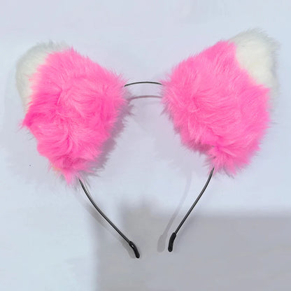 Fox Cat Ear Plush Hair Hoops Cosplay Fluffy Plush Hairband Headband Women Girl Masquerade Party Headwear Hair Accessories