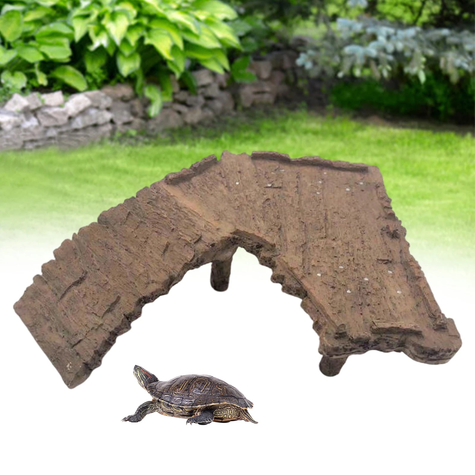 Resin Turtle Basking Platform Tortoise Resting Ramp Step Reptile Lawn Climbing Ladder for Fish Tank Landscaping Decoration