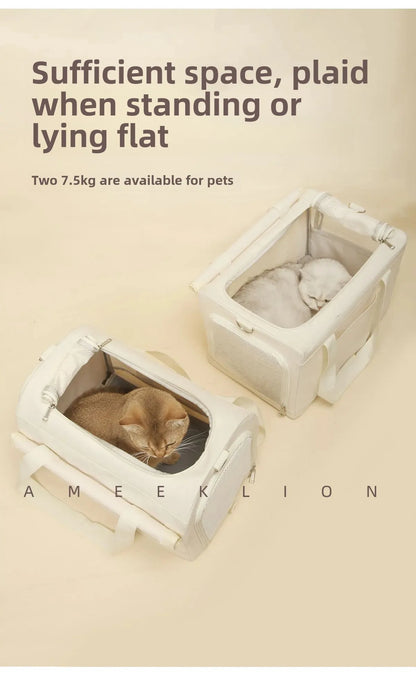 High Aesthetic Pet Trolley Box 2-layers Design Cat Basket Breathable Comfortable Transport Case Convenient Travel Pet Trolley