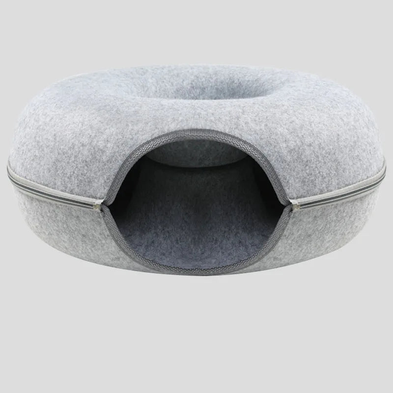 Donut Cat Bed Pet Cat Tunnel Interactive Play Toy Cat House Dual Use Ferrets Rabbit Bed Tunnels Indoor Toys Kitten Training Toy