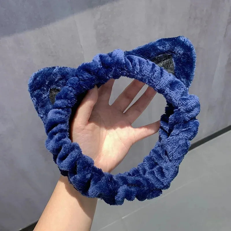 1PCS Face Wash Headband Hairband With Cat Ears Coral Fleece Cartoon Cute Creative Hair Accessories