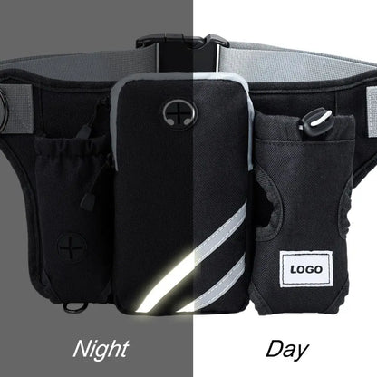 New Retractable Dog Walking Bag Adjustable Reflective Puppy Training Pouch Outdoor Hands Free Waist Bag Running