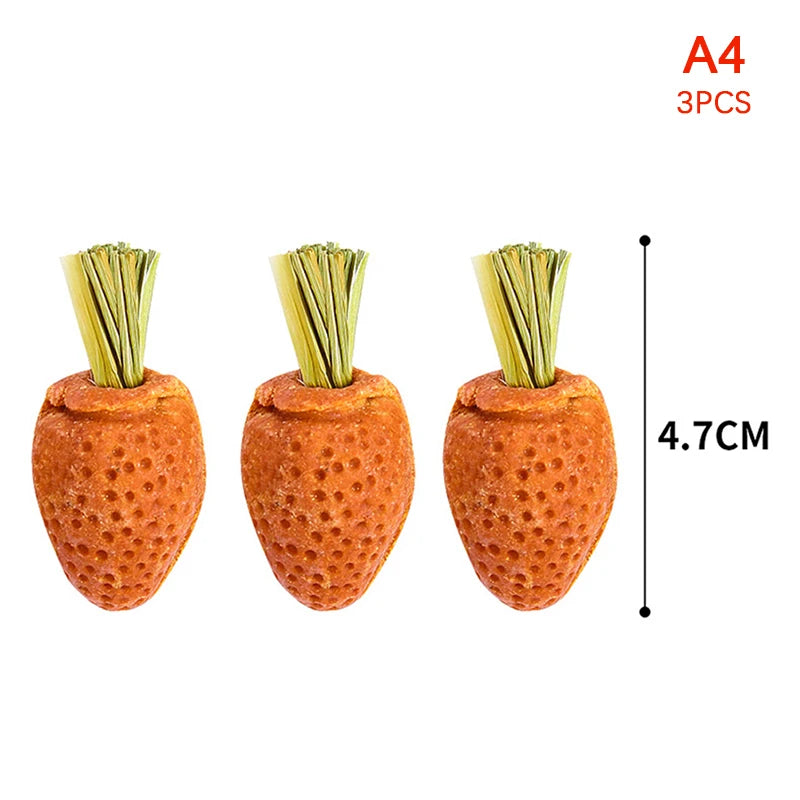 3 Pcs Hamster Carrot Teething Supplies Grass Cake Toy All Natural Nutritious Carrot Rabbit Golden Snacks