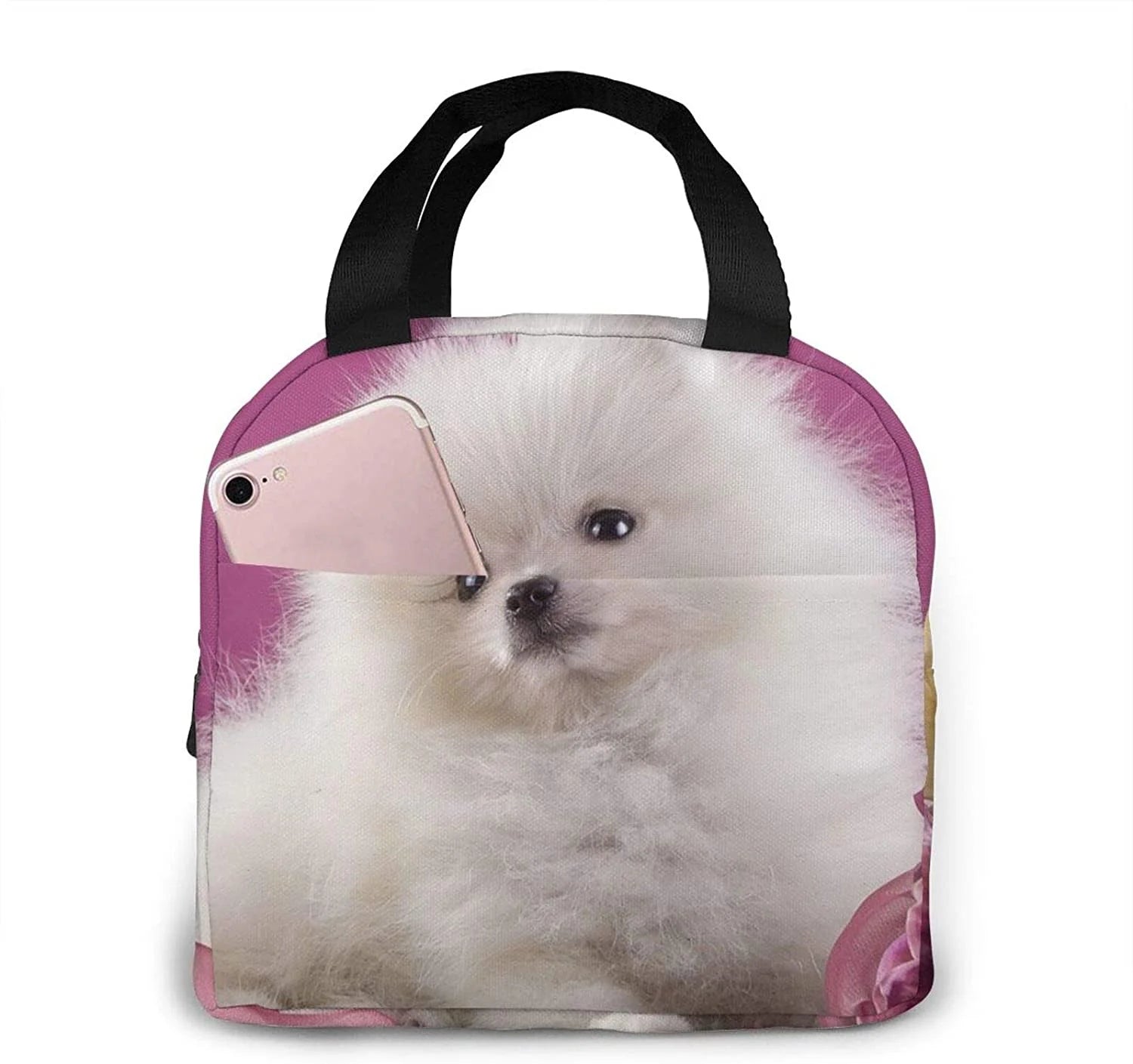 Pomeranian Dog Insulated Lunch Bag For Reusable Waterproof Cooler Bag Lunch Box For Teens Girls School Travel Picnic