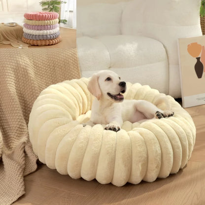Round Plush Dog Bed for Medium Pets, Winter Soft Nest