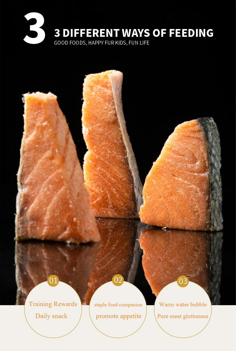 寵物零食冷凍乾燥鮭魚肉塊增肥毛鰓加鈣貓零食鮭魚乾狗零食