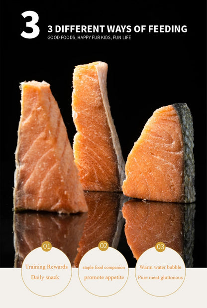 寵物零食冷凍乾燥鮭魚肉塊增肥毛鰓加鈣貓零食鮭魚乾狗零食