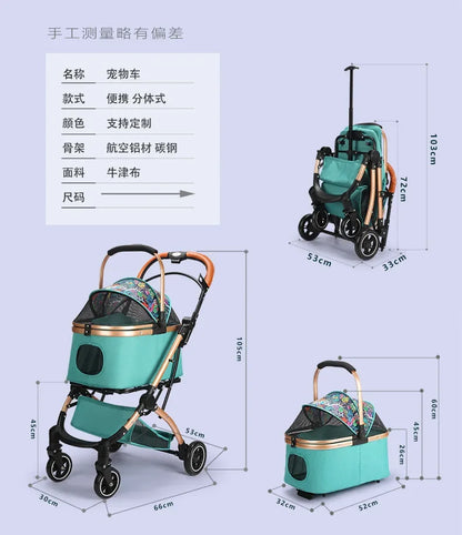 Foldable Lightweight Pet Cart for Cats & Small Dogs