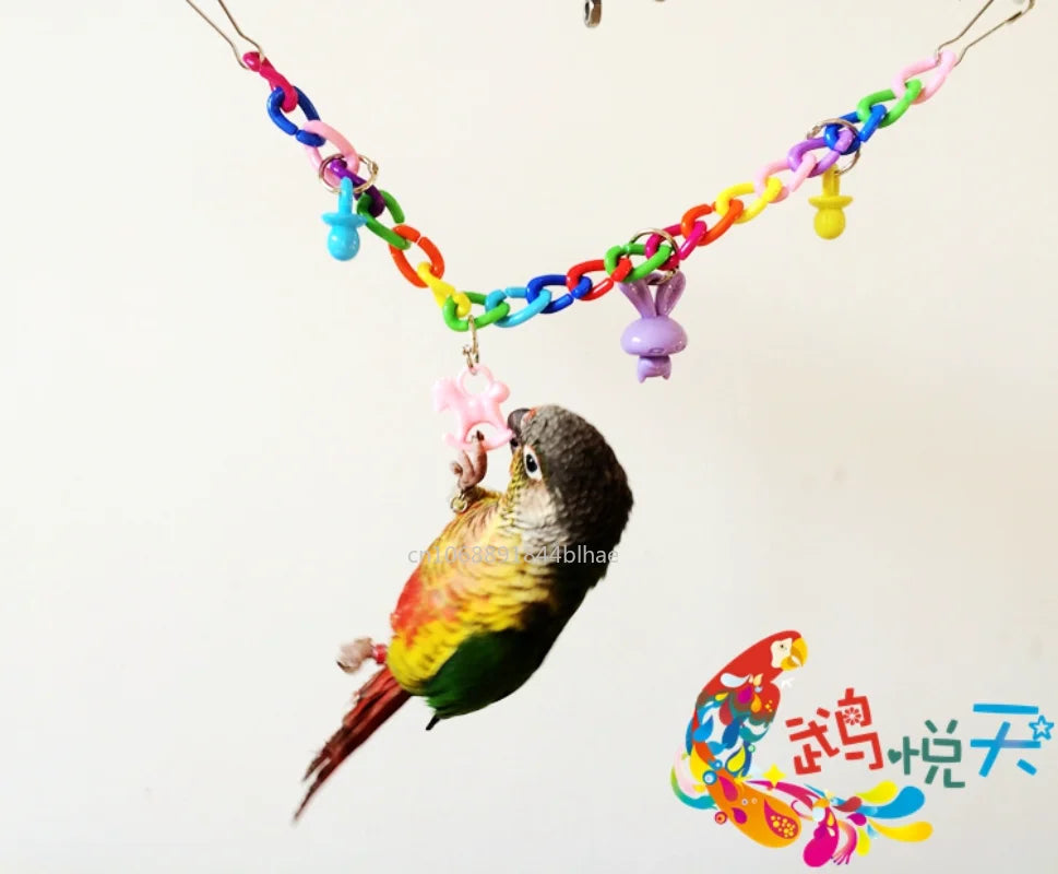 Pet Supplies Toy Parrot Toys Colorful Acrylic Bridge Cage Bird Funny Hanging Accessories Swing Toys Chain Exercise