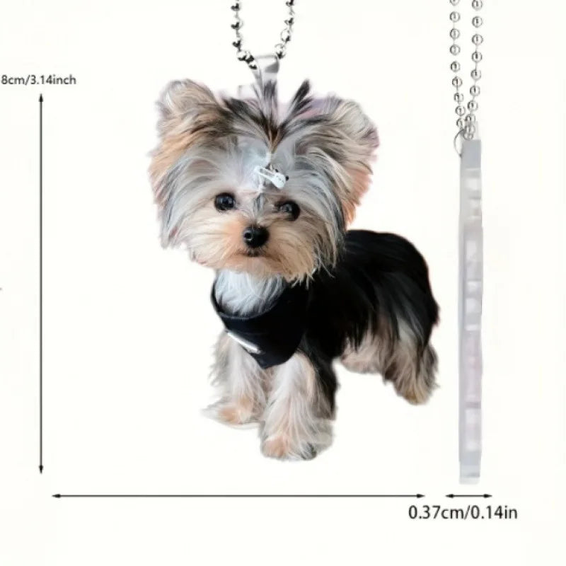 New 2D Flat Dog Puppy Acrylic Keychain Backpack Car Hanging PendantChristmas Festival Decoration