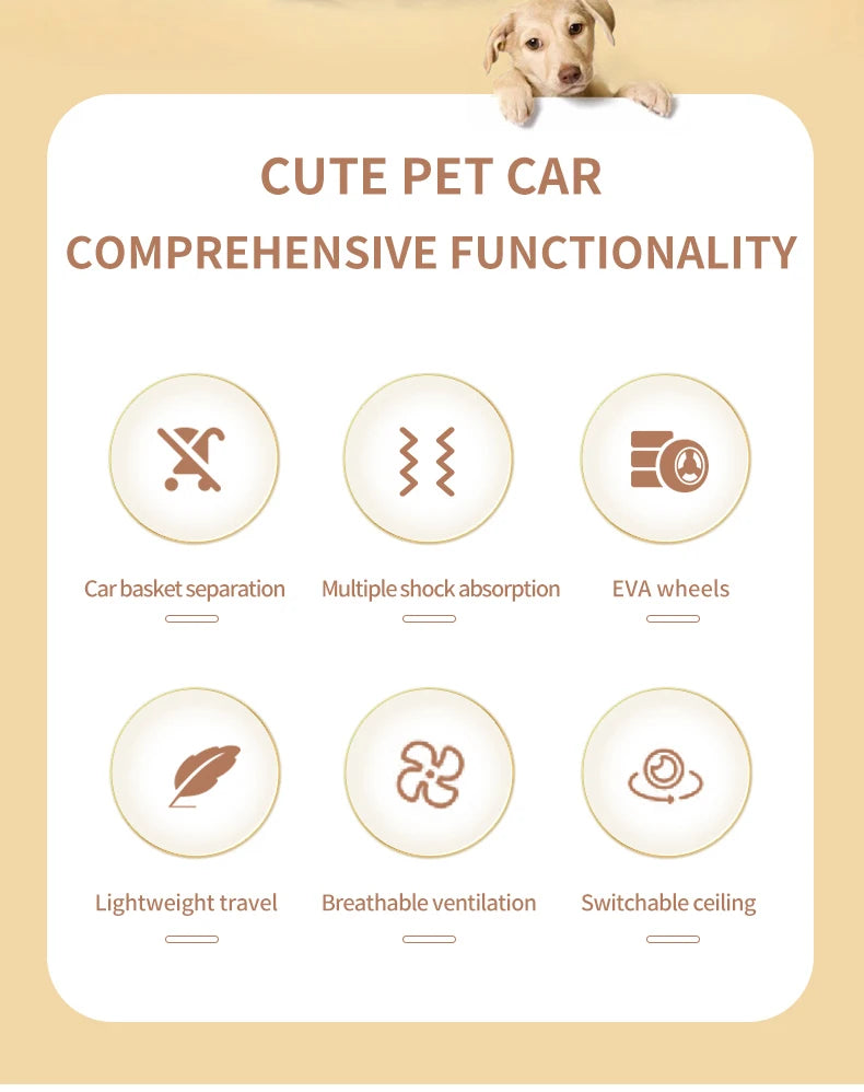 4 in 1 Pet Stroller, Folding Light weight Cat &Dog Stroller with Detachable Carrier, 180° Reversible Canopy, All Terrain 4-Wheel