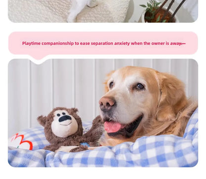 Kong Patch Bear Chew Resistant Plush Toy Sound Making Stress Relief Tug of War for Puppies And Adult Dogs Pet Toys Short Plush