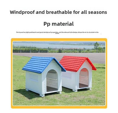 Outdoor Plastic Dog Kennel – Rainproof, Ventilated, Detachable