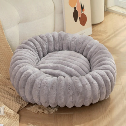 Round Plush Dog Bed for Medium Pets, Winter Soft Nest