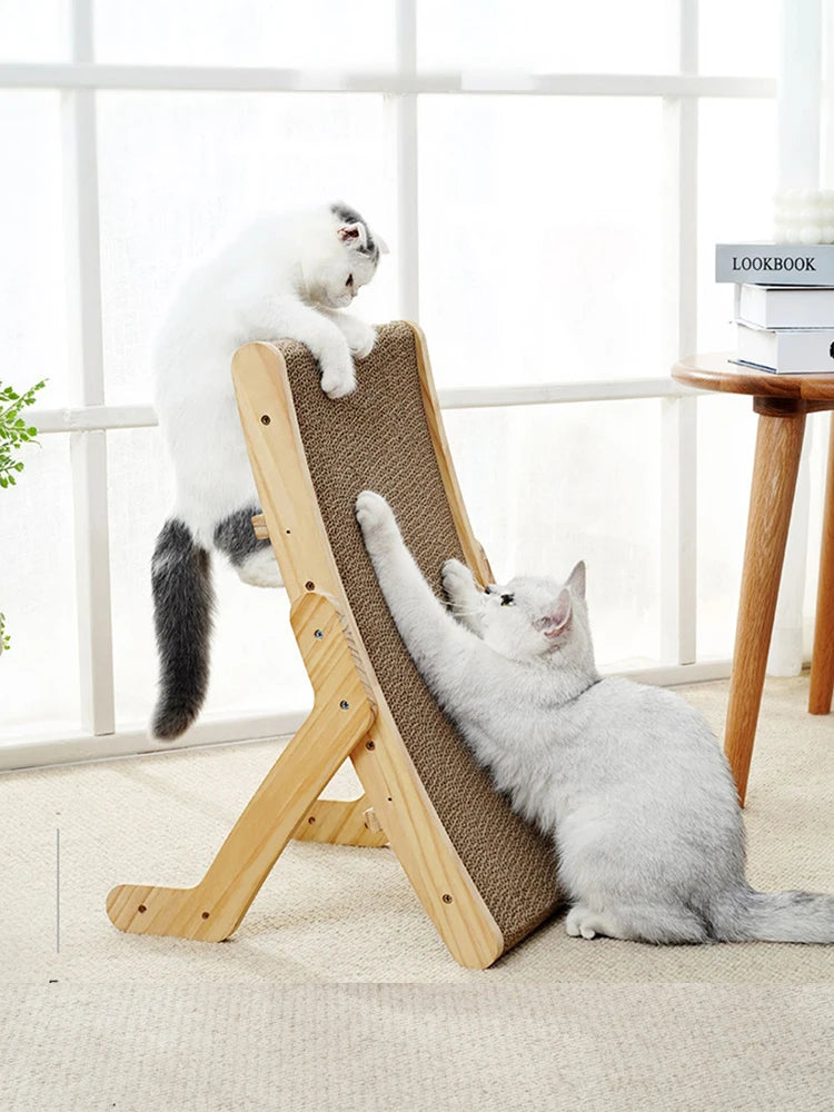 Cat Scratcher Board Wooden Frame Detachable Scrapers Bed 3 In 1 Scratching Post Anti-Scratch Toys Training Grinding Claw Cats