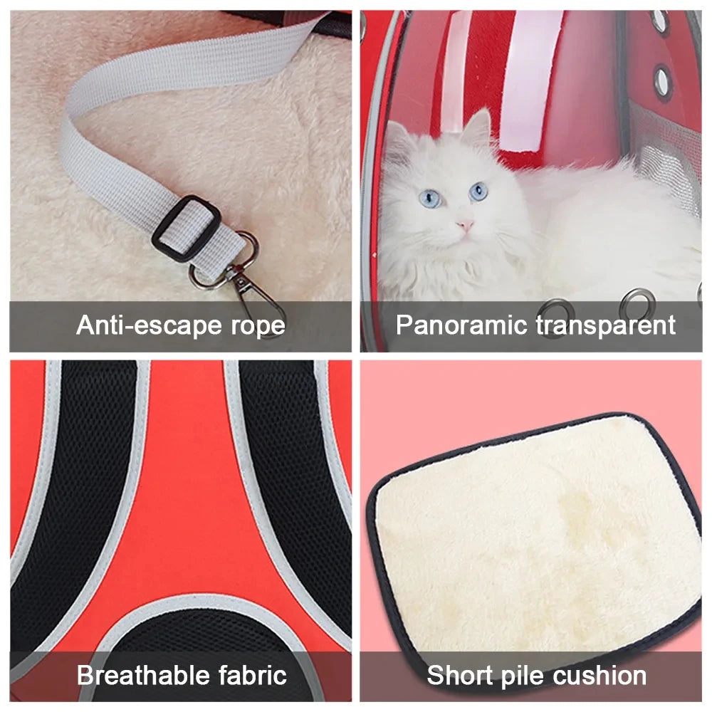 1Pcs Cat Bag Breathable Portable Pet Carrier Bag Outdoor Travel Backpack for Cat and Dog Transparent Pet Backpack Space Capsule