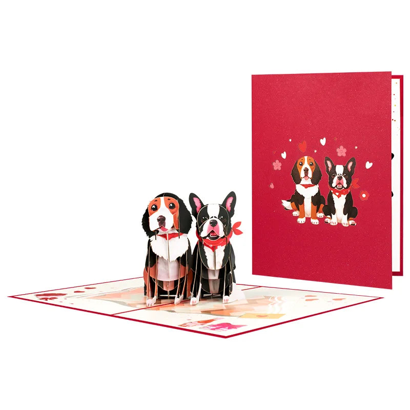 3D Animals Pop up Party Greeting Postcards Gifts Card Cat Dog Gift for Kids Birthday