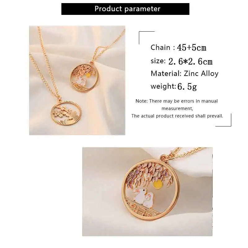 Cute Cat Bunny Sika Deer Necklace for Women Kids Fashion Cartoon DIY Animal Pendant Necklace Party Jewelry Accessories Gift