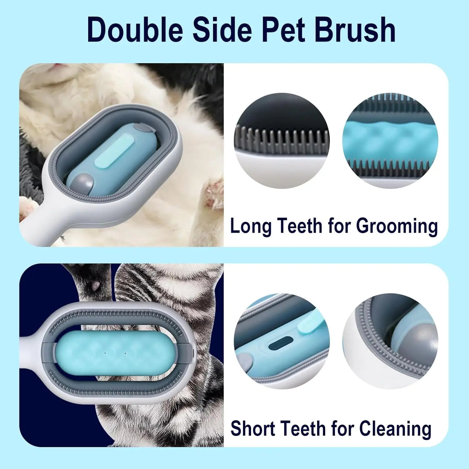 TONG 3 in 1 Pet Grooming Brush Set Wet Cat Brush Hair Removal Comb with Water Tank Sticky Brush 2.0 for Cats and Dogs