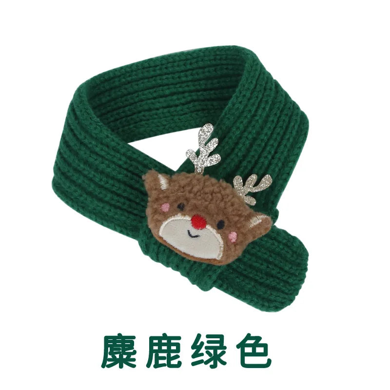 New Pet Knitted Christmas Scarf Cat Dog Yarn Cartoon Elk Snowman Warm Plush Hat Set Dog Accessories for Small Dogs