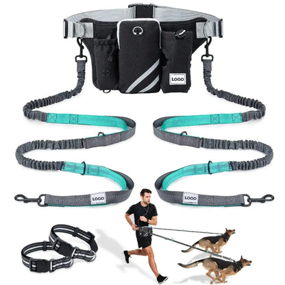 New Retractable Dog Walking Bag Adjustable Reflective Puppy Training Pouch Outdoor Hands Free Waist Bag Running