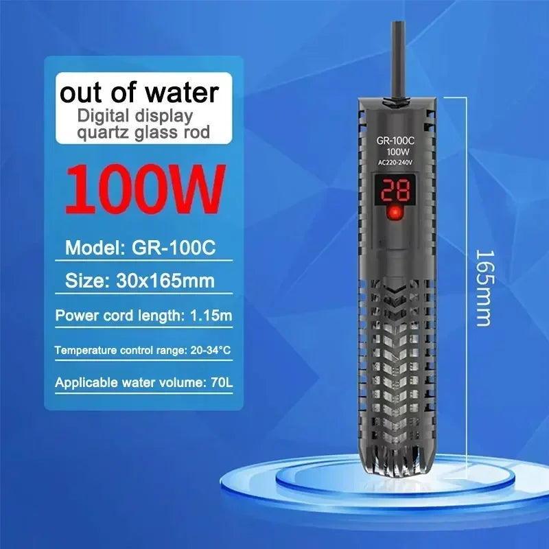 500W Fish Tank Heater Rod Red Parrot Non-explosive Glass Digital Display Aquarium Thermostat Automatic For Heating Water Tanks