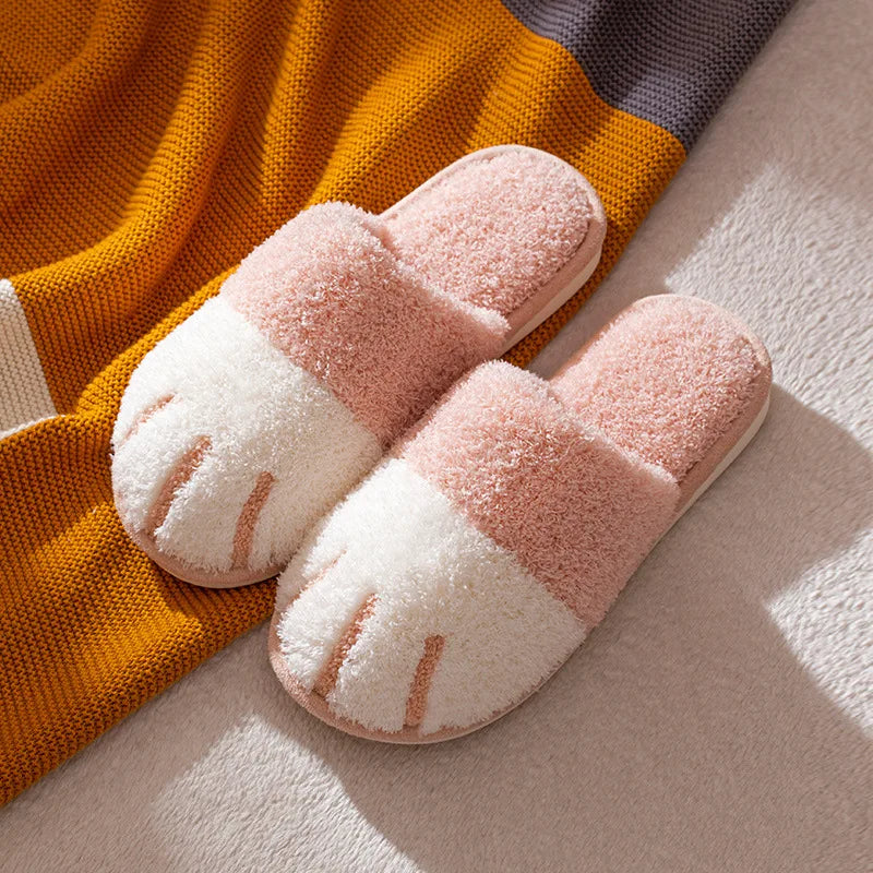 Pallene Winter Plush Slippers For Women Warm Cute Cat Paw Designer House Fur Slippers Indoor Bedroom Lovers Indoor Fluffy Shoes