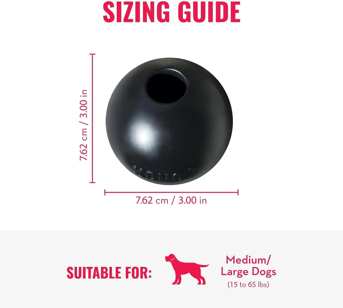 KONG Extreme Ball with Hole - Fetch Toy - Durable Dog Toy  - Natural Extreme Rubber Ball - Black - for Large/Medium Dogs