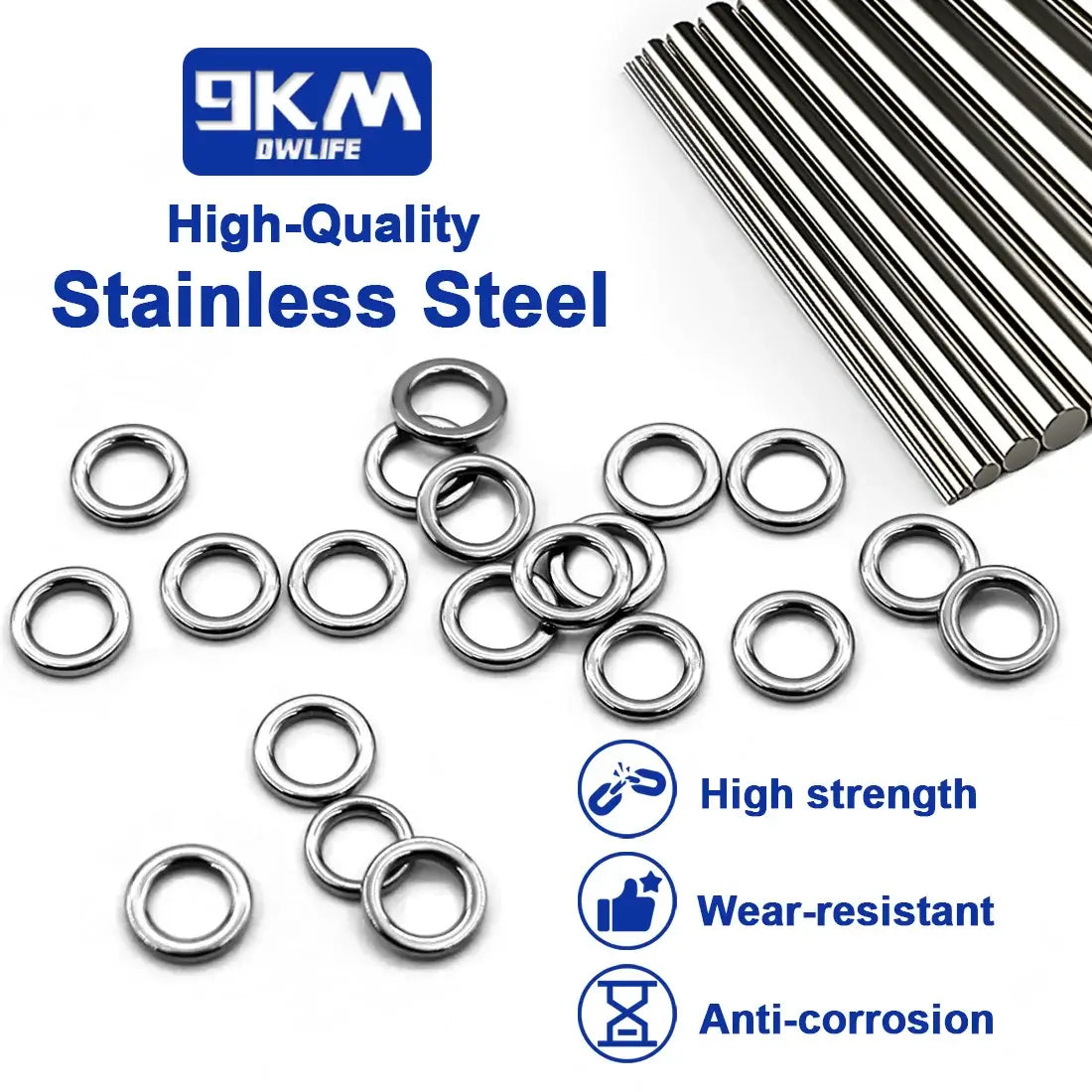 Fishing Solid Ring 20~100Pcs Fishing Lure Connectors Stainless Steel Snap Fishing Accessories Solid Ring Saltwater Tackle Chrome