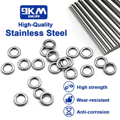 Fishing Solid Ring 20~100Pcs Fishing Lure Connectors Stainless Steel Snap Fishing Accessories Solid Ring Saltwater Tackle Chrome