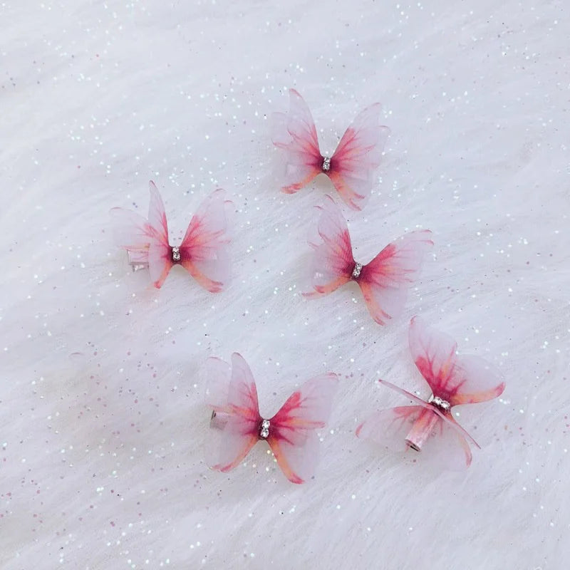 5PCS New Cute Princess Mesh Double-layer Butterfly Lovely Girls Hairpins Children Headwear Hairgrip Hair Clips Hair Accessories