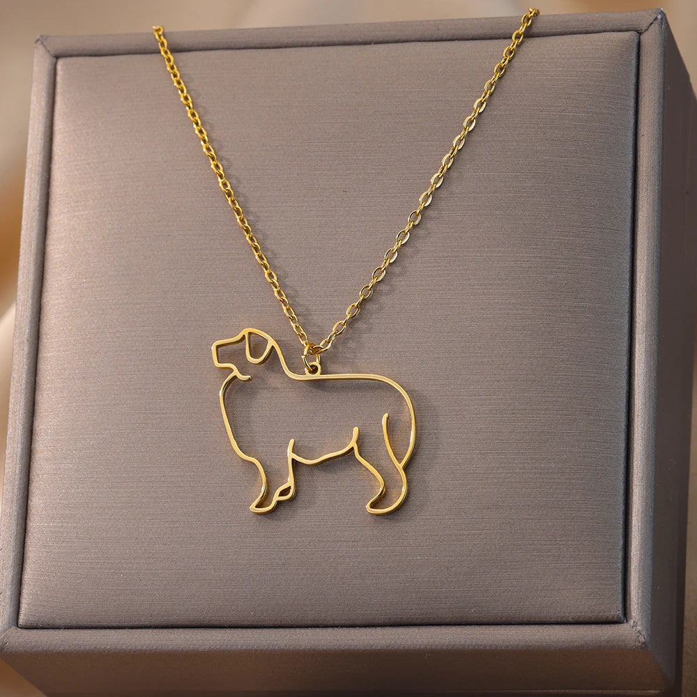 Stainless Steel Dog Necklaces For Women Men Gold Color Pet Animal Pendant Necklace Jewelry Male Female Fashion Neck Chain Gift