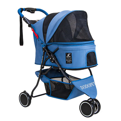 Small and Medium Sized High Landscape Pet Stroller One Click Folding Outdoor Dog Walking Cart Stylish and Breathable Tricycle