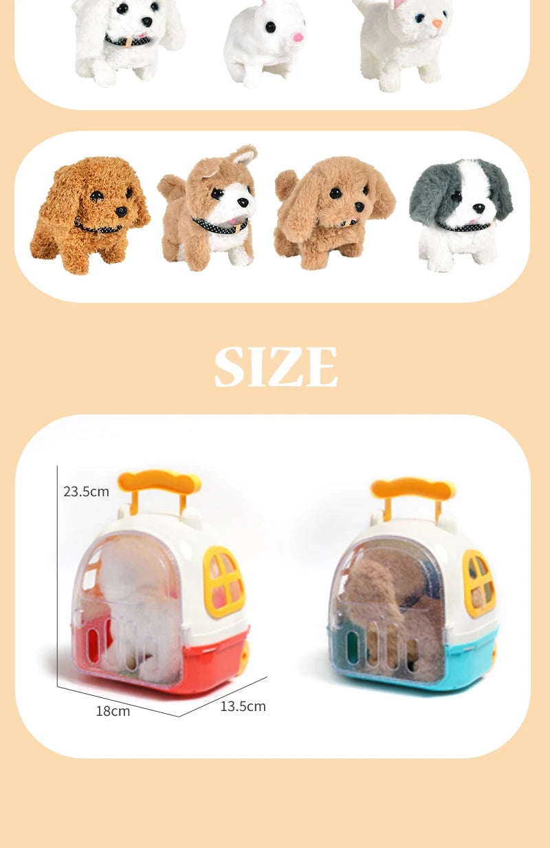 Children Pretend Play Simulation Plush Animals Eelectric Walking Cute Stuffed Dog Cat Backpack