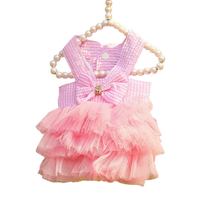 Cat Puppy Princess Dress Summer Pet Clothes Striped Plaid Dresses with Bow for Cats Kitten Rabbit Sphynx Clothing ropa para gato
