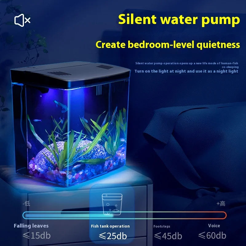 Aquarium Small Mini Fish Tank Home Fish Aquarium Self-Circulating Back Filter With Lighting And Wave Pumps Fish Tank Kits